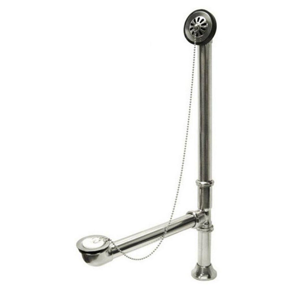 Brass Leg Tub Drain with Chain and Stopper in Chrome B817