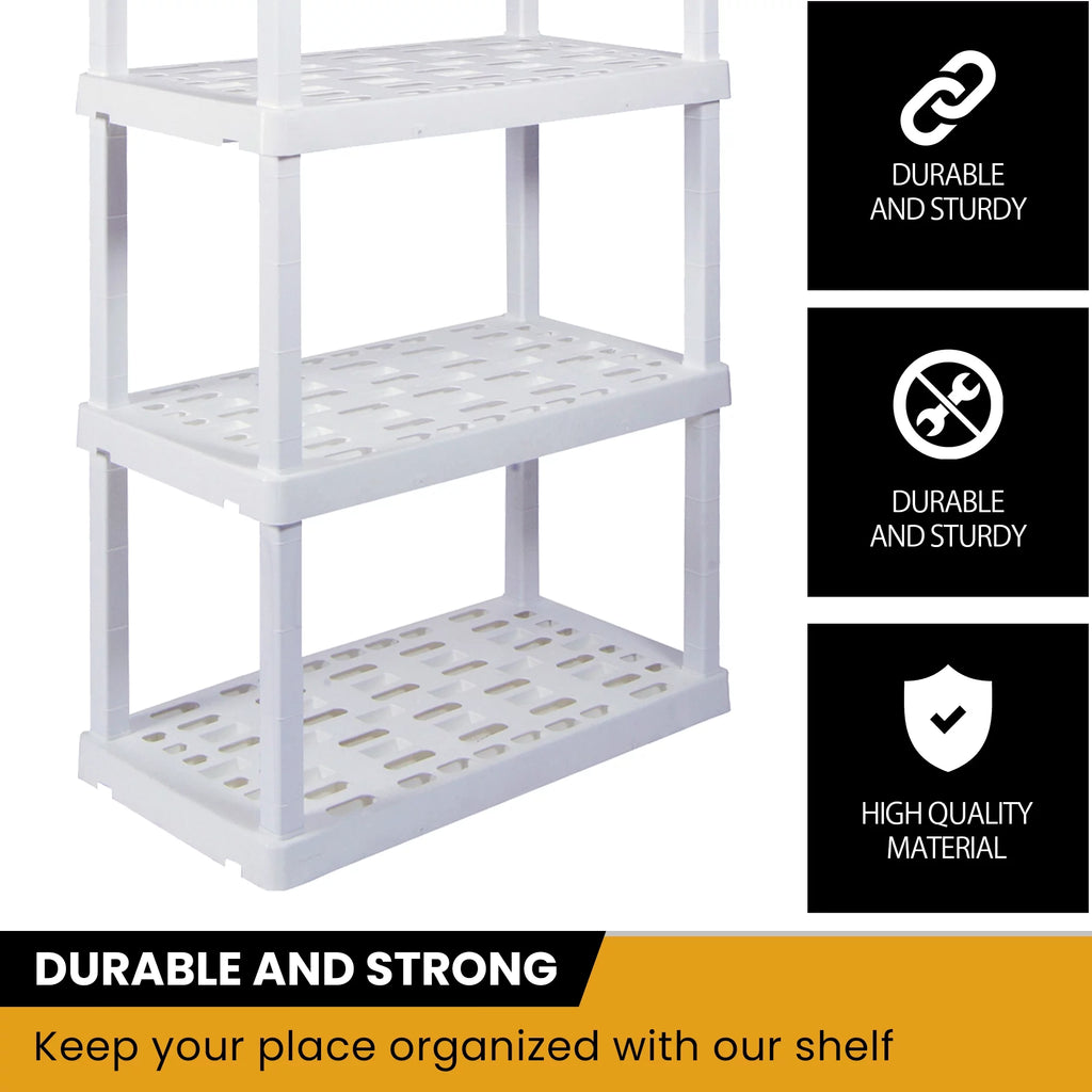 5 Shelf Plastic Shelving, 2 Pack, White, 750 lbs Capacity V307255
