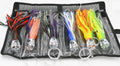 Fishing Lure Set of 6 Saltwater Skirted Lures with Black Bag Q1141