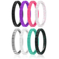 Silicone Wedding Stackable Ring Set, MultiColor, 8 x 6 mm T240347