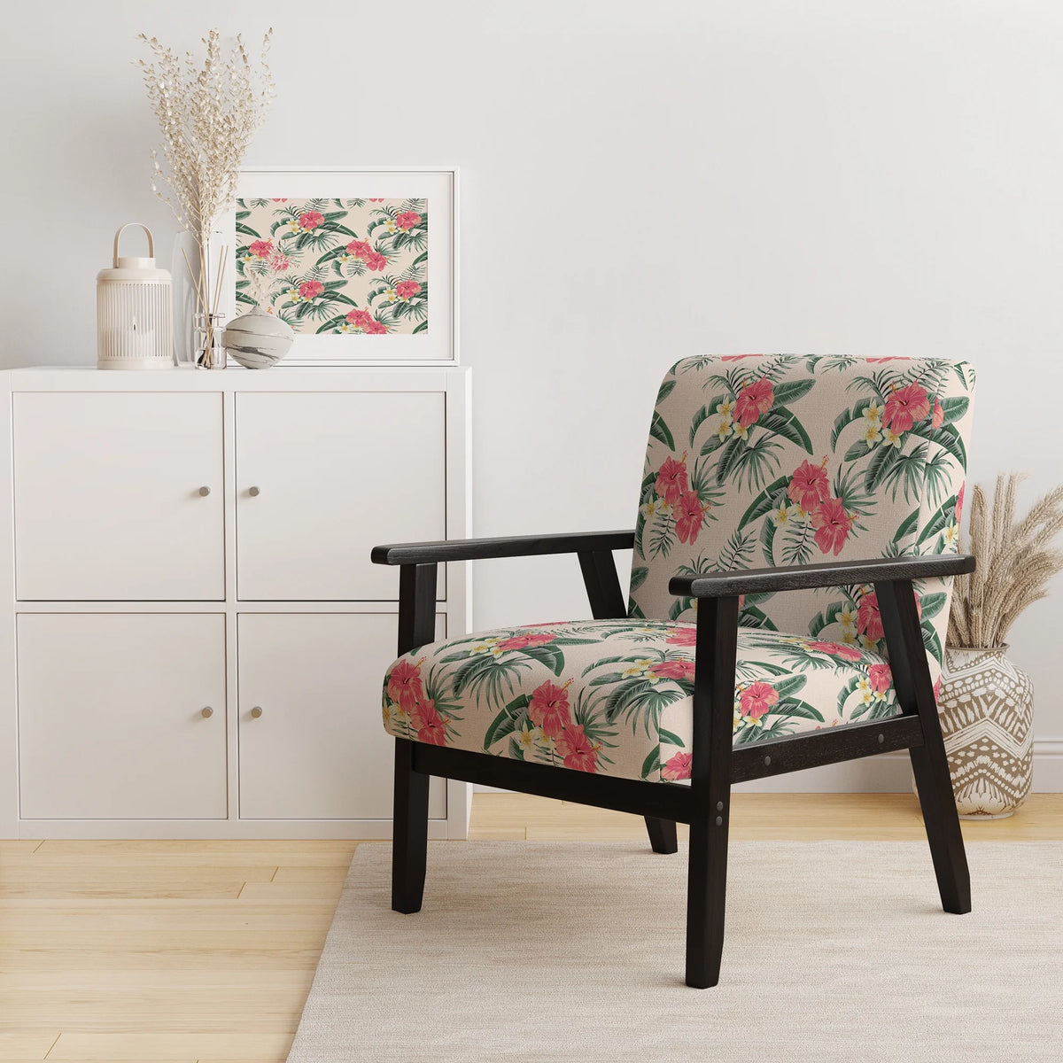 Upholstered Patterned Accent Chair and Arm Chair V423