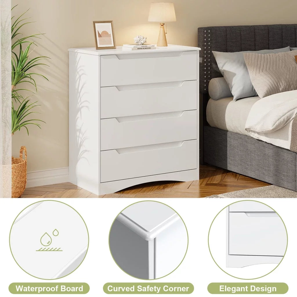 White 5 Drawer Dresser with Cutout Handles A942182