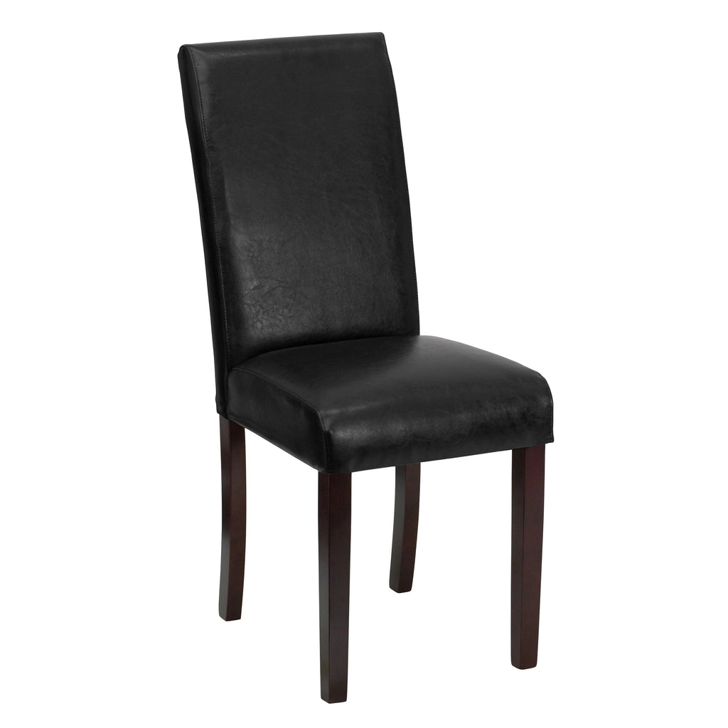 Black Faux Leather Panel Back Parson's Chair E367580