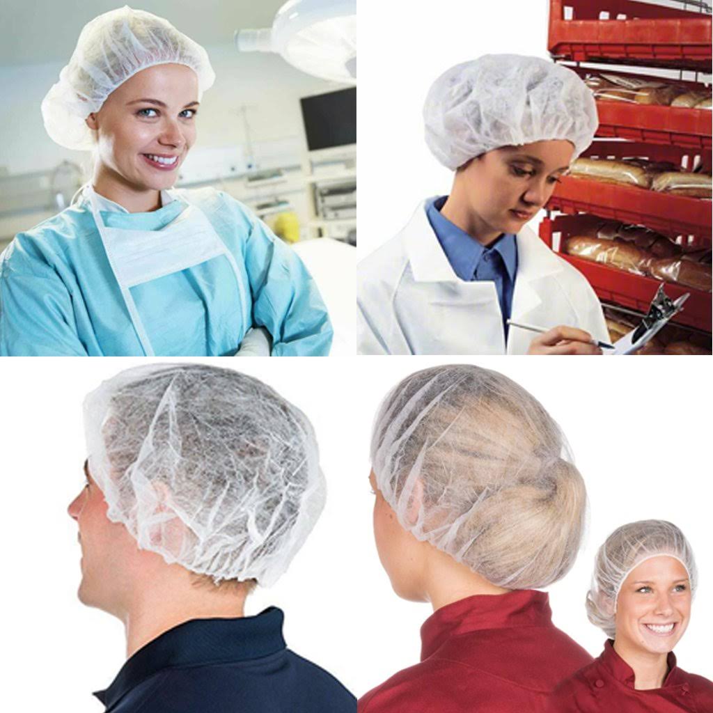 White Bouffant Cap Hair Net 24 inch 100 Pcs Z91994