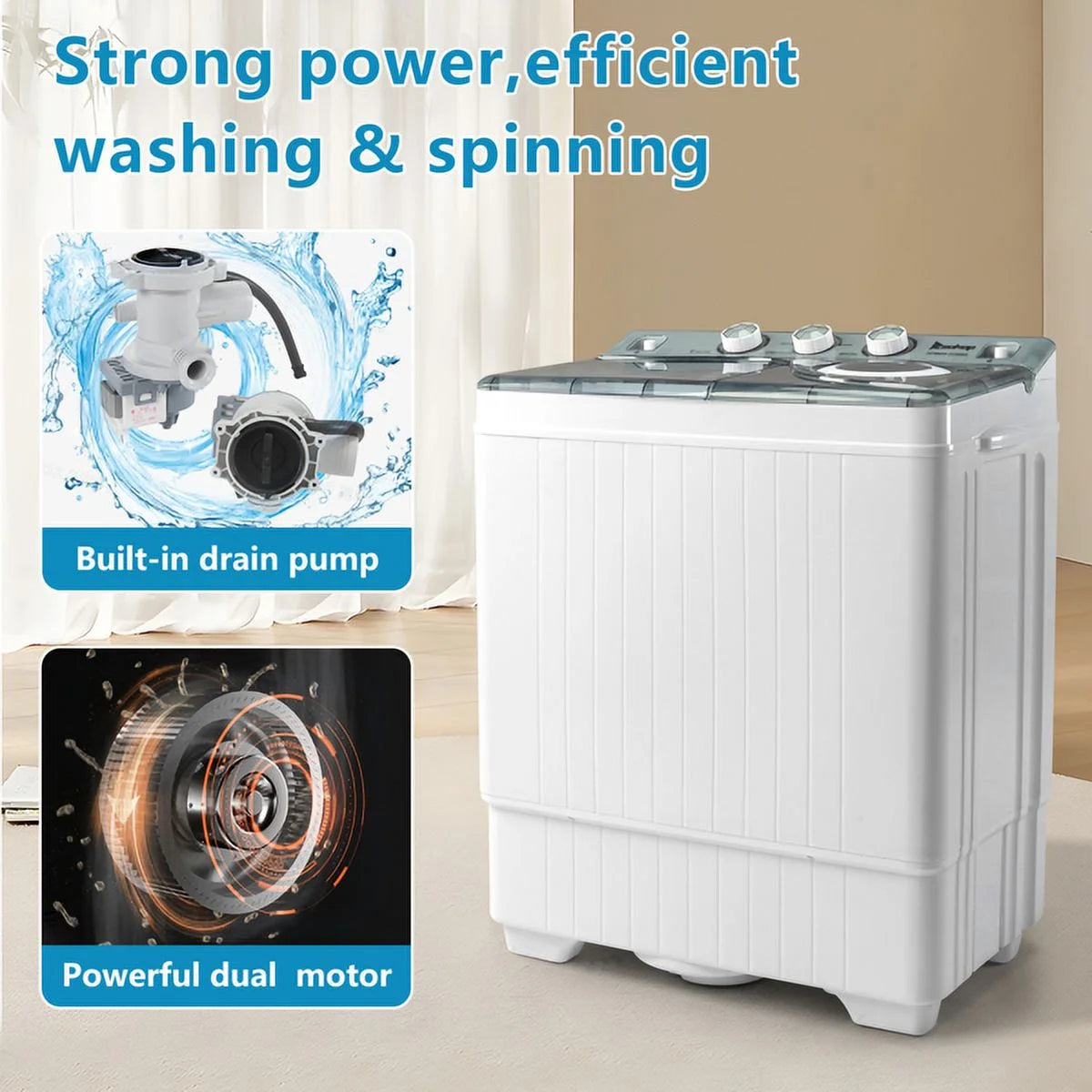 26lbs Semi-Automatic Washing Machine with Drain Pump D346