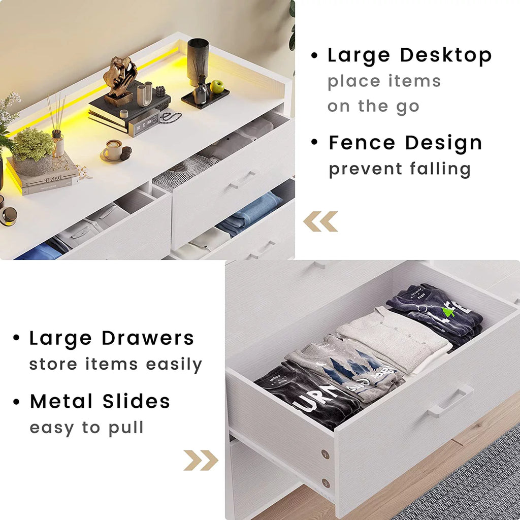 White 6 Drawer Wooden Dresser L703452