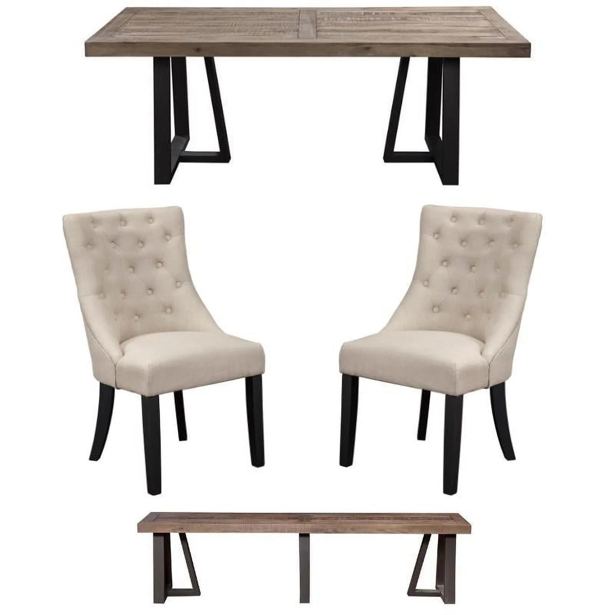 4 Piece Dining Table Side Chairs and Bench Set I495