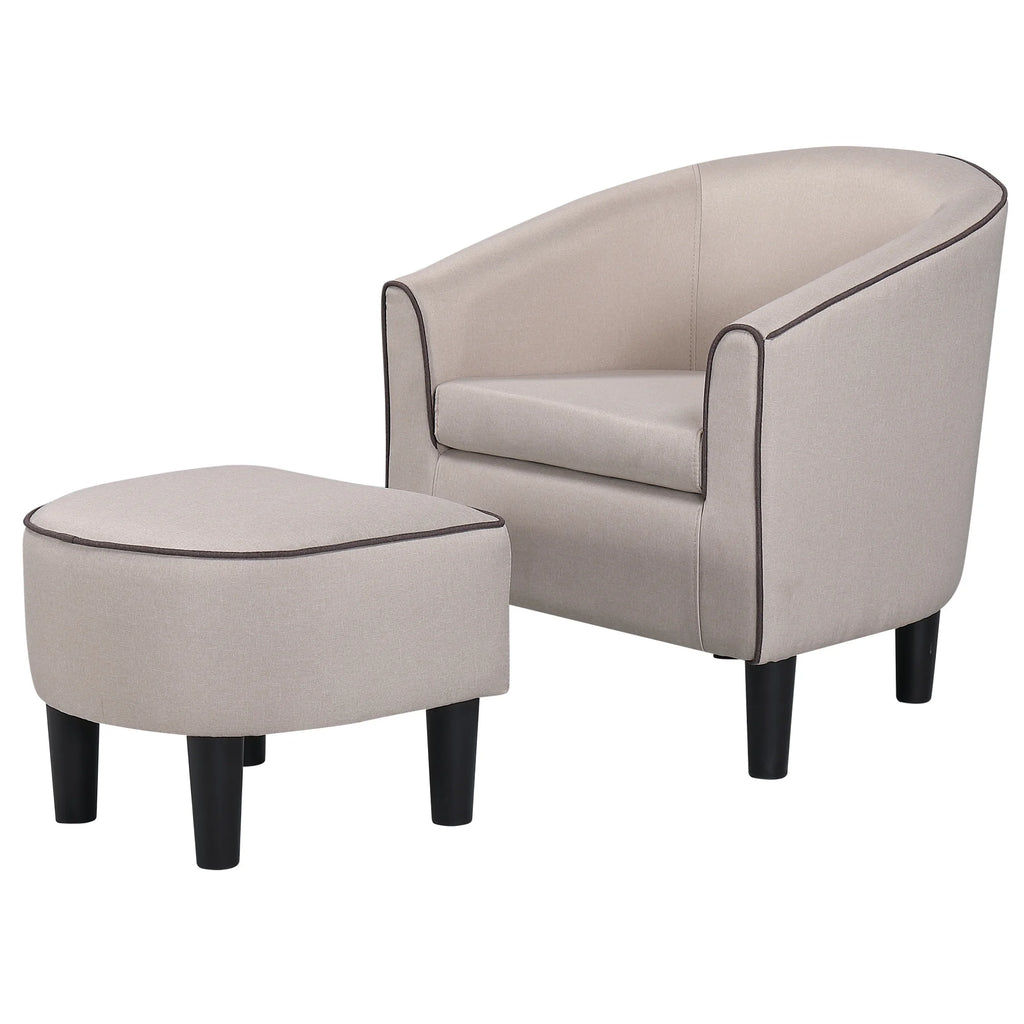 Beige Accent Chair with Ottoman M410