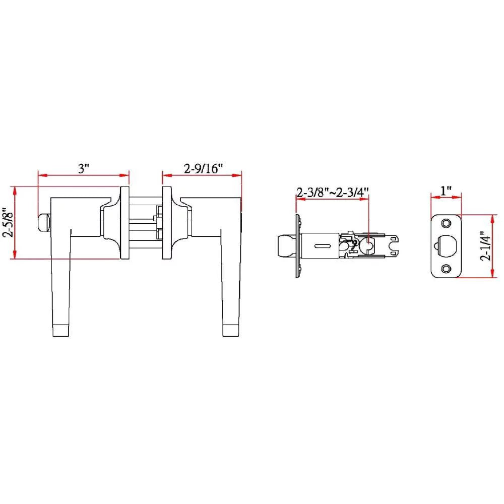 Entry Door Lever Adjustable Backset Polished Brass Q6642
