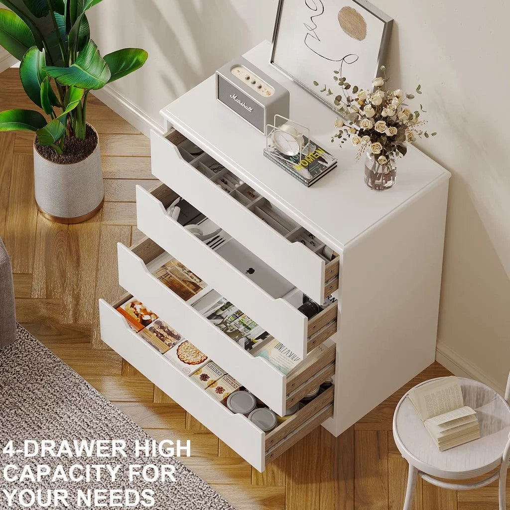 White 5 Drawer Dresser with Cutout Handles A942182