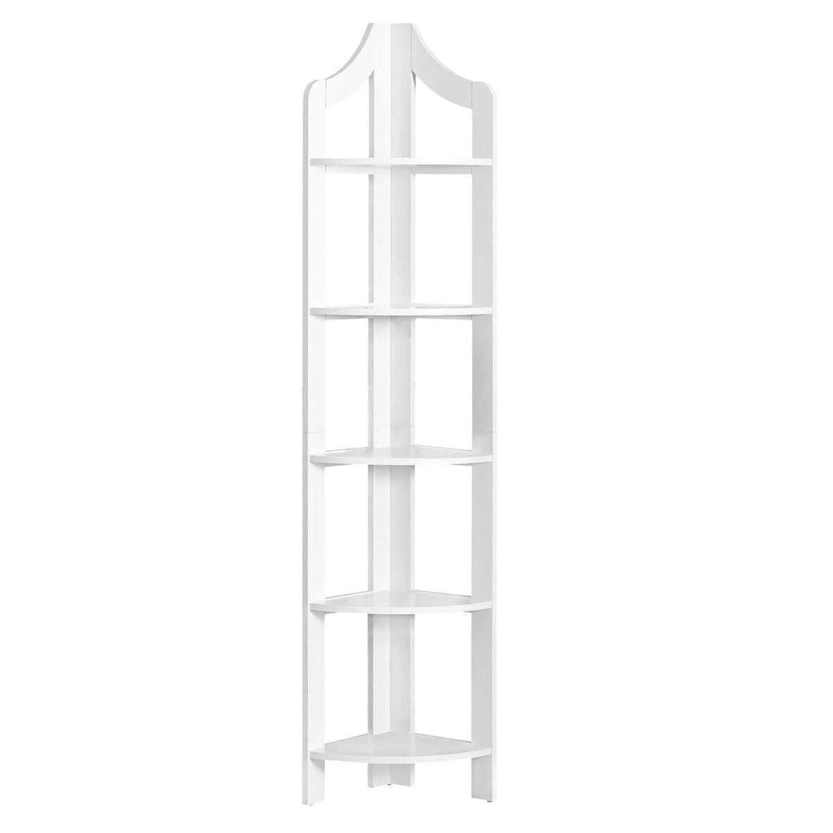 5 Tier White Wood Corner Bookshelf O29503