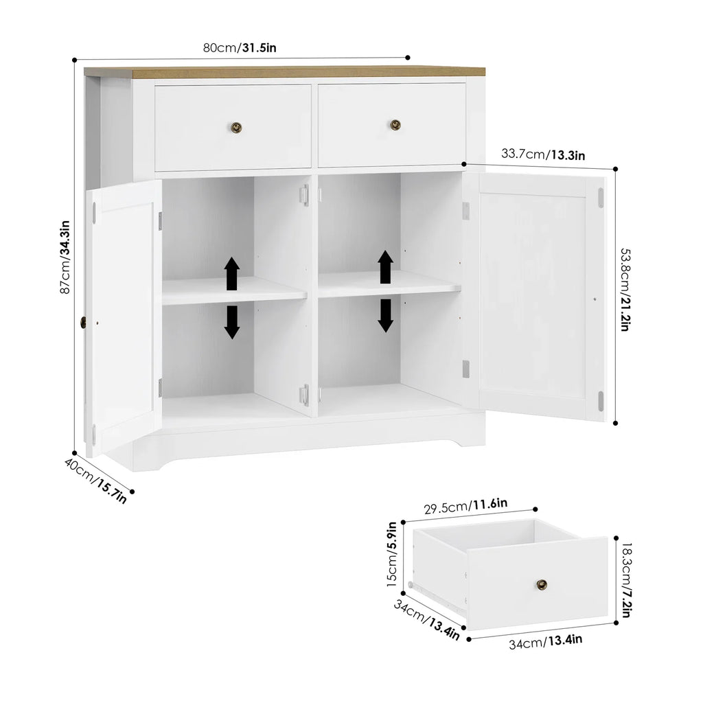 White 2 Drawer 2 Door Accent Cabinet D5877