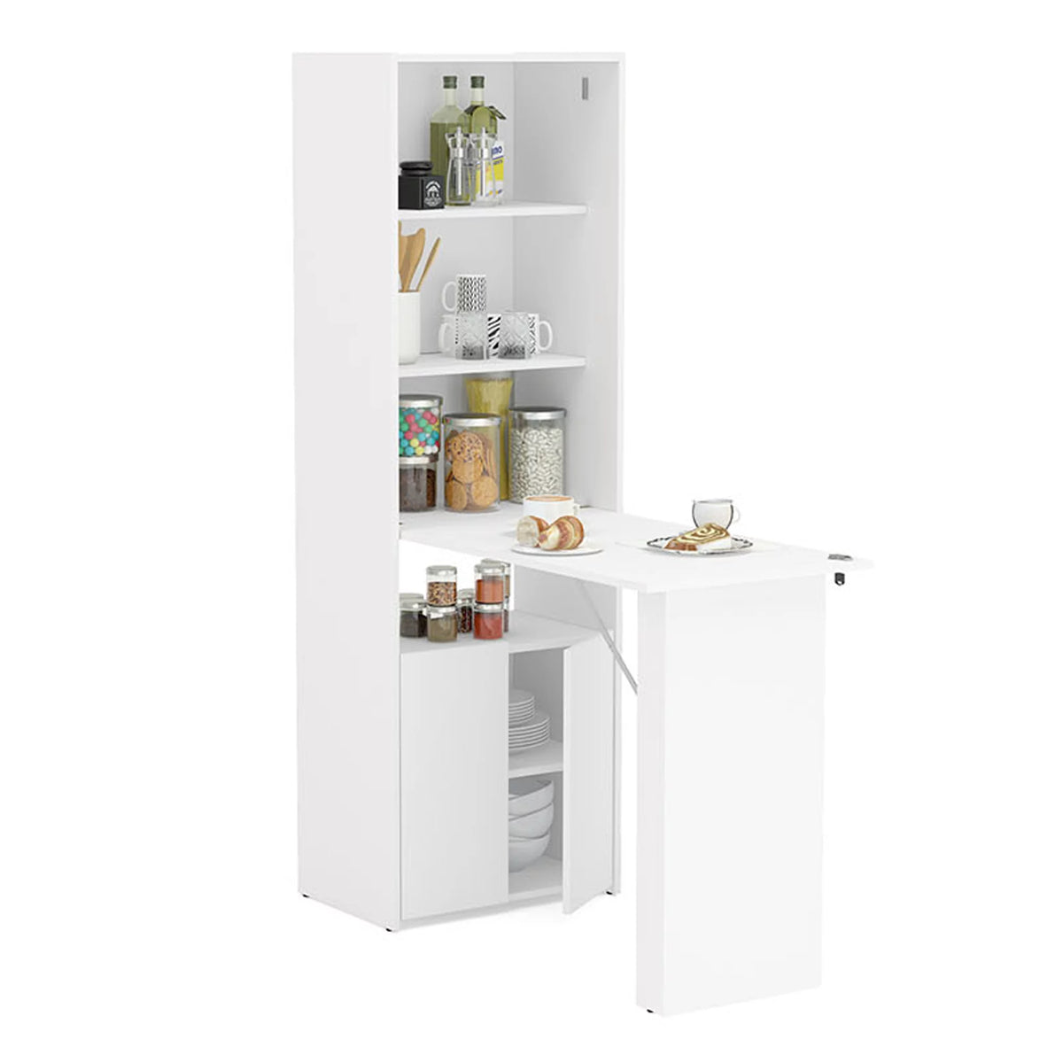 Modern Cabinet with Desk and Shelves, White A127212