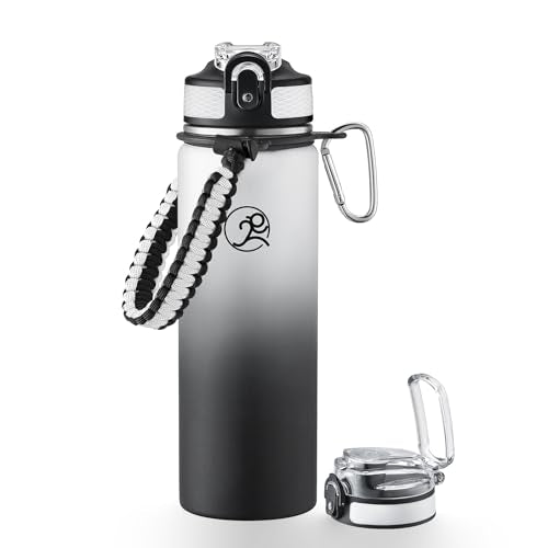 24oz Stainless Steel Insulated Water Bottle with 2 Lids G7019