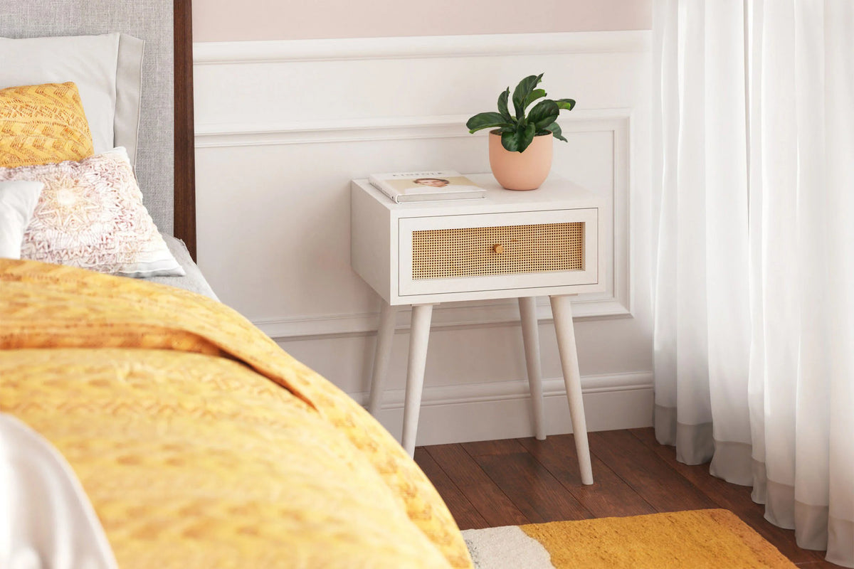 White 1-Drawer Nightstand Y272340