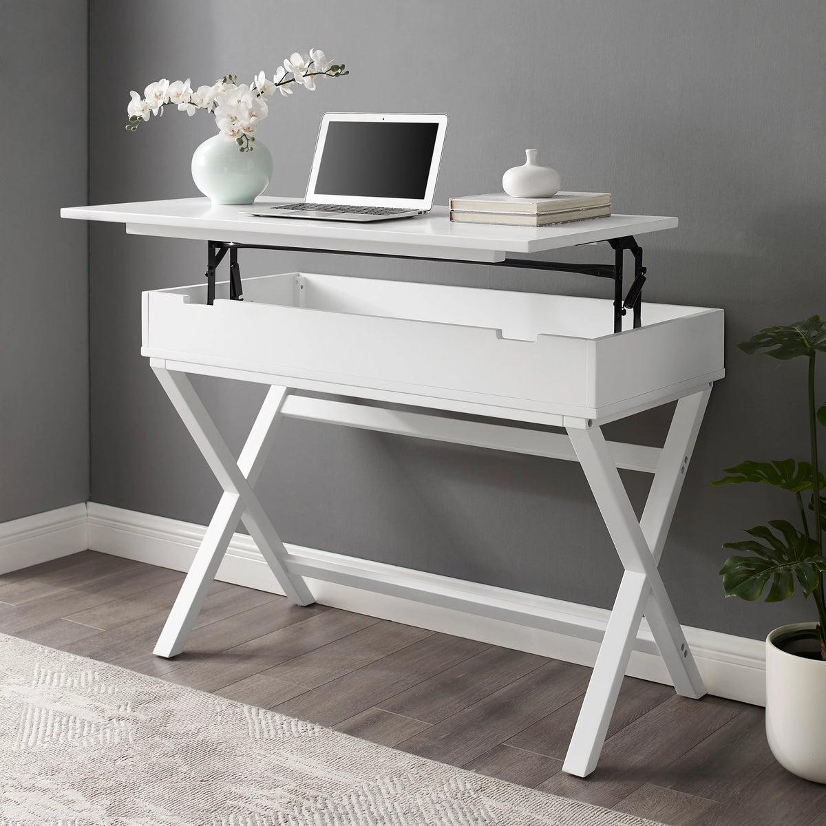 White Lift Top Desk R191