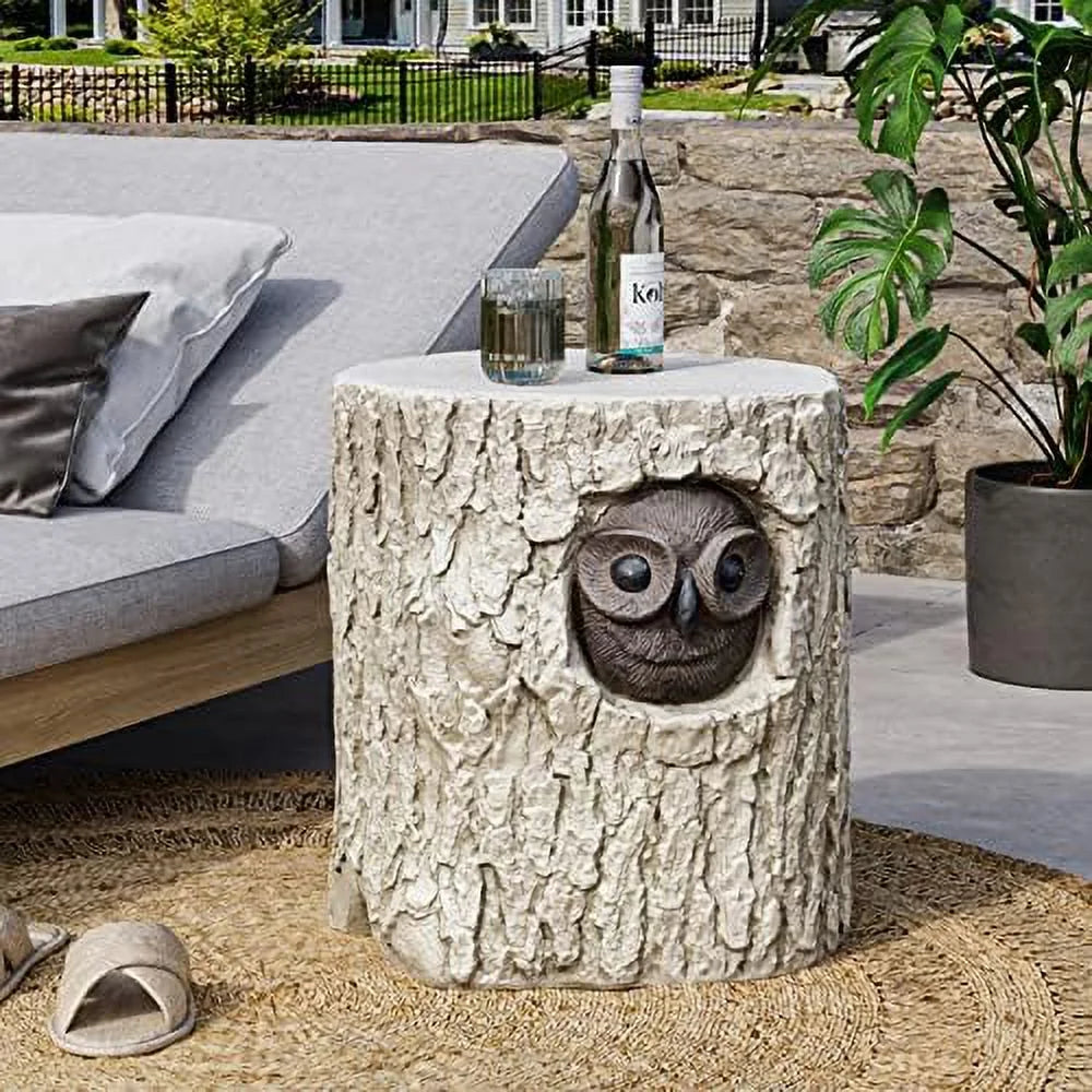Antique Beige Faux Wood Stump Stool Z912259