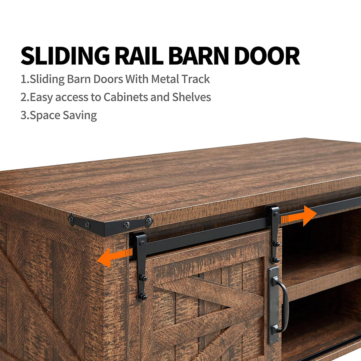48 Inch Coffee Table with Sliding Barn Doors L891