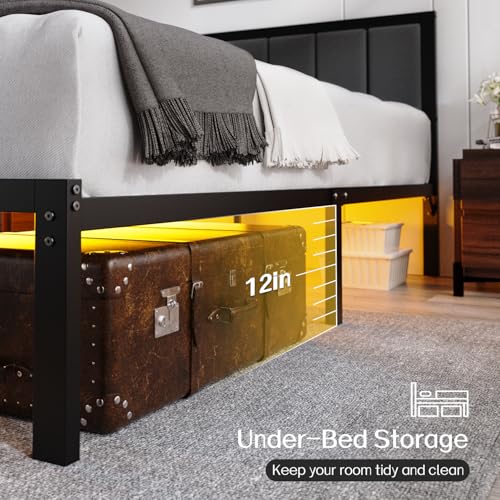 Full Size Metal Platform Bed Frame with Headboard A226