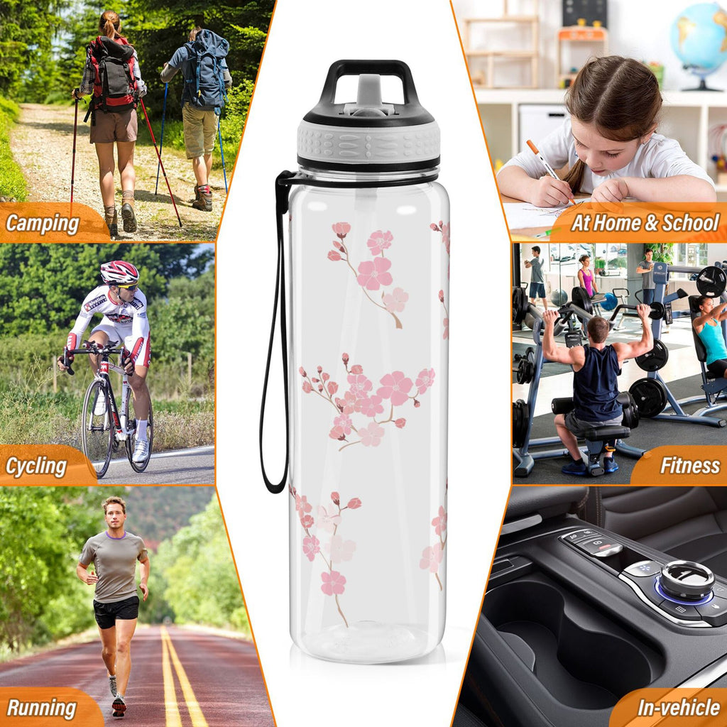 Pink Flowers Cherry Floral Branch 32oz Tritan Leakproof Sports Bottle D13429