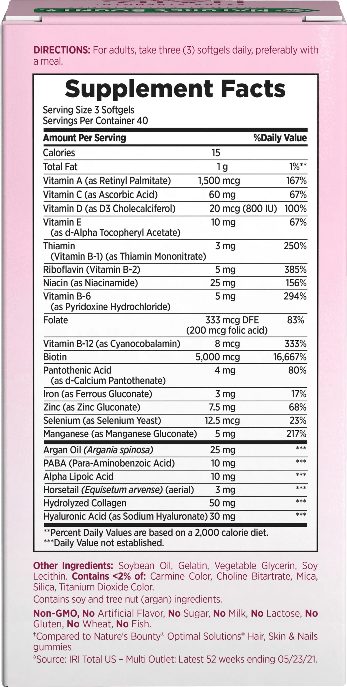 Hair, Skin and Nail Biotin & Vitamins A, C, & E Softgels, 120 Ct P417513