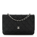 Quilted Wallet on Chain Black H4829