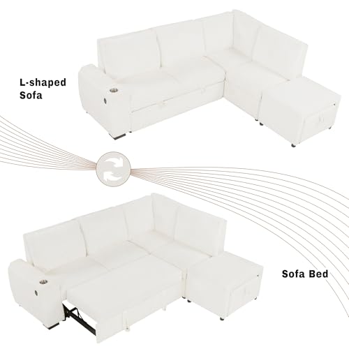 Reversible Sleeper Sectional Sofa with Storage Chaise O347