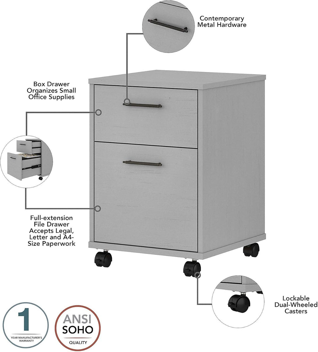 2 Drawer Mobile File Cabinet, Cape Cod Gray C342344