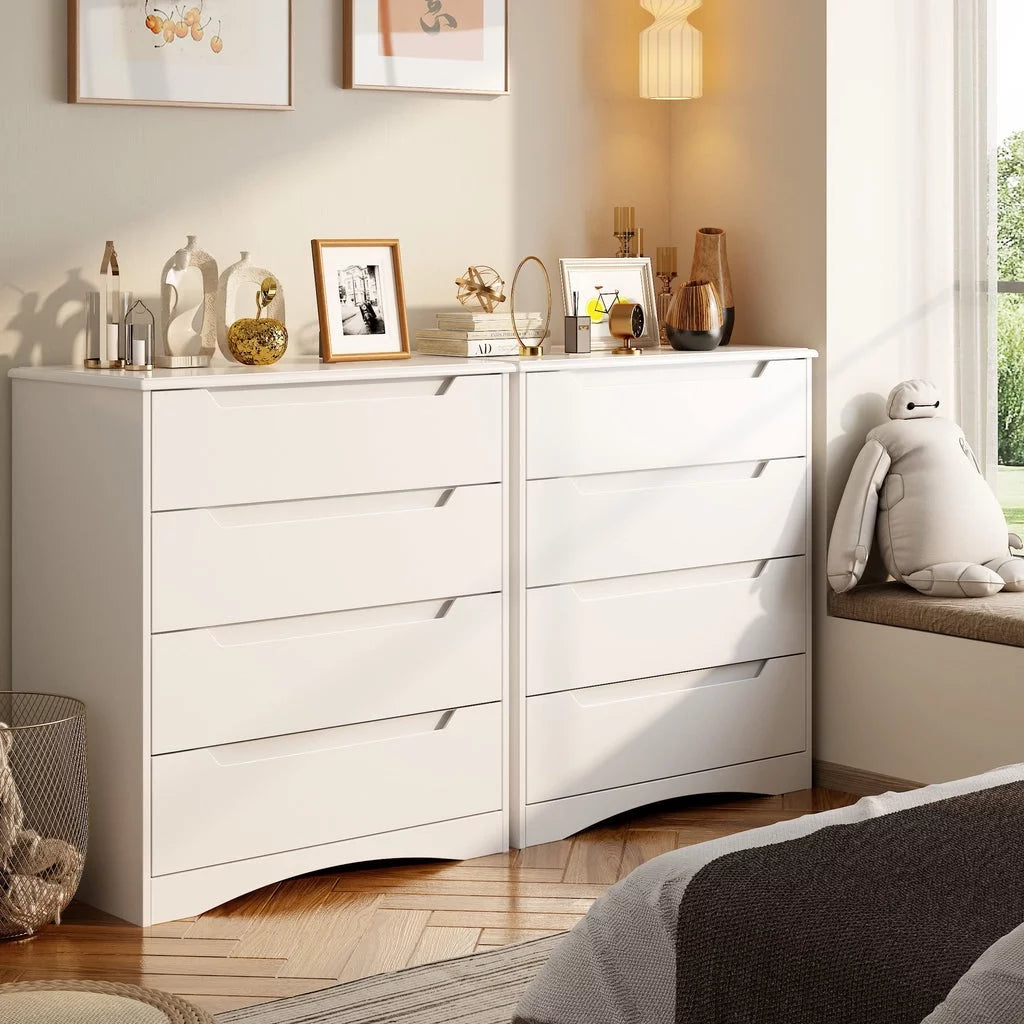 White 5 Drawer Dresser with Cutout Handles A942182