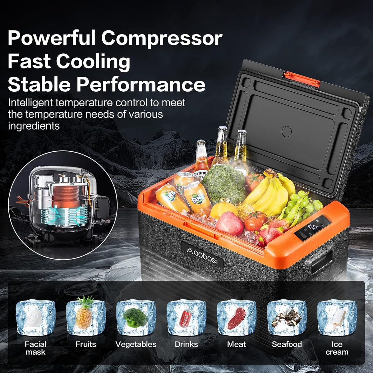 12 Volt Car Refrigerator 32 Quart (30L) Portable Freezer Single Zone Electric Compressor Cooler Q24178