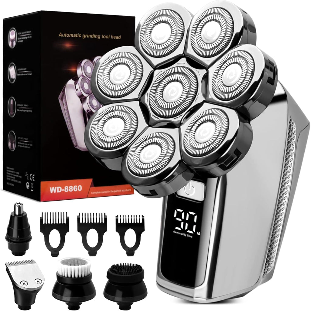 Electric 8D Head Shaver with Floating Head, IP65 Waterproof Rotary Shaver Grooming Kit Pack of 2 K49568