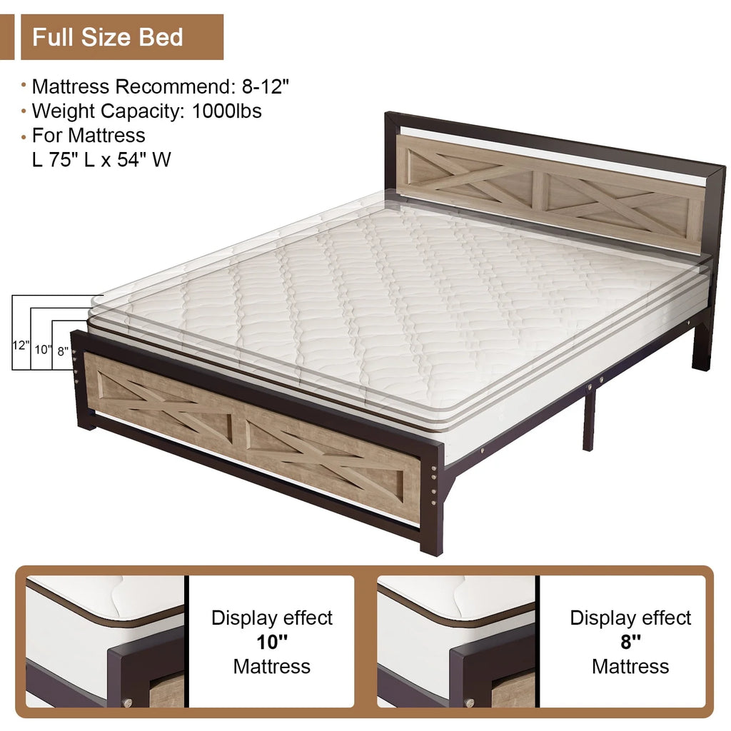 Platform Bed Frame with Headboard, Twin Size Bed G3059