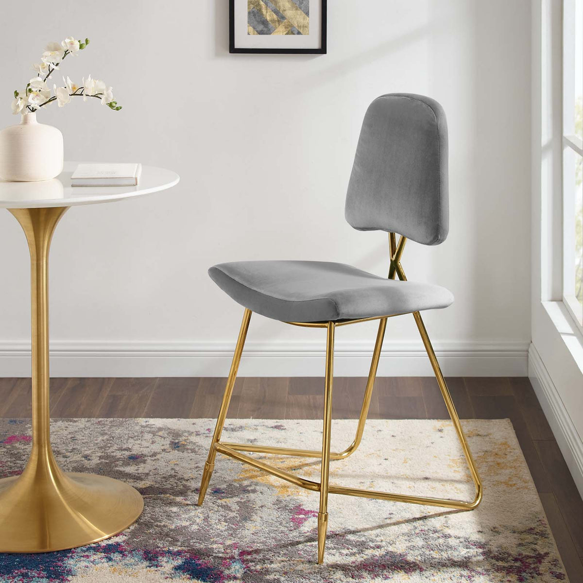 Gray Velvet Counter Stool I203