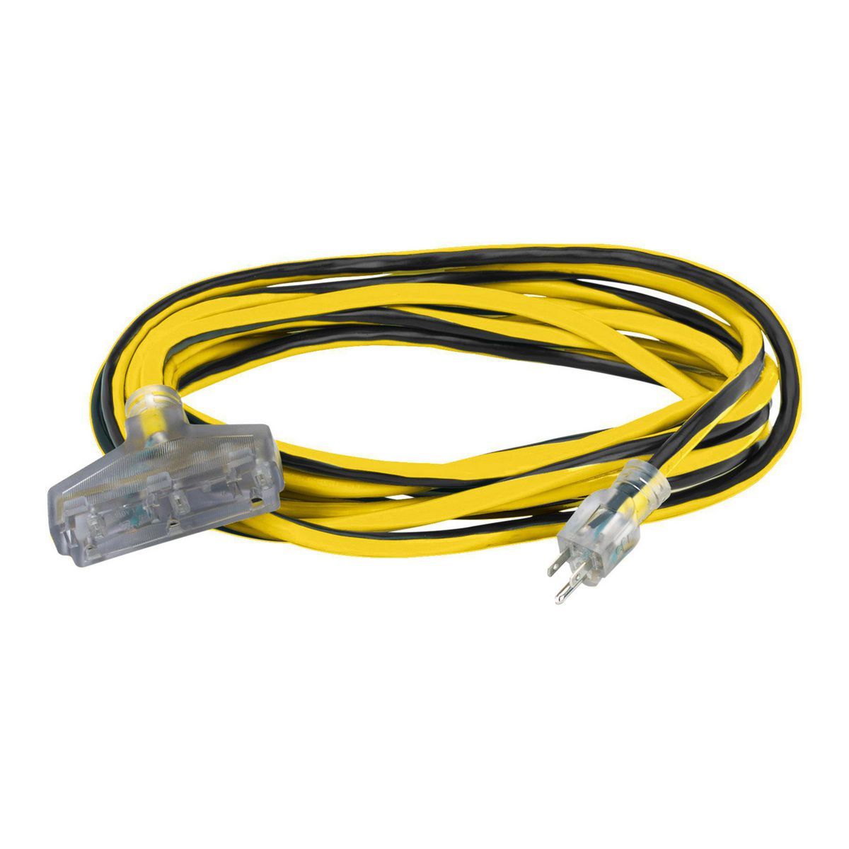 25 ft. 12/3 Gauge Multiple Outlet Extension Cord with Indicator Light, Yellow, Black A18756