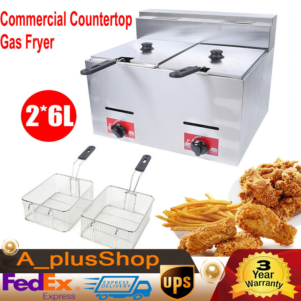 12L Stainless Steel Commercial Gas Fryer with 2 Baskets C998