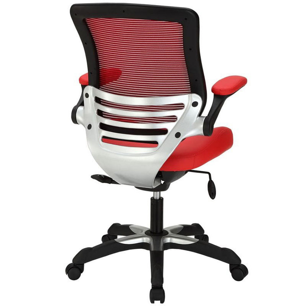 Red Faux Leather Mesh Office Chair Y4488